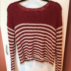 Wetseal, size S, striped beige/cream, red sweater